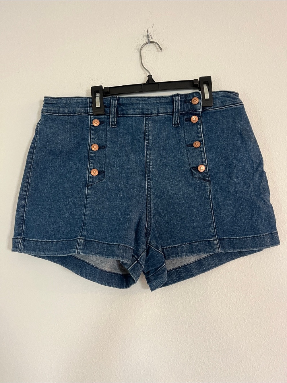 NOBO High-Rise Dark Blue Denim Shorts with Button Detail Size 15